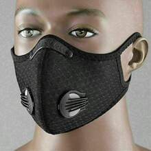 1 pièce Masque facial unisexe noir en maille respirant réutilisable avec filtres à charbon actif, protection solaire et prévention de la poussière, masque facial pour la randonnée