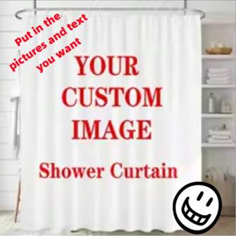1 Pieza Cortina de ducha personalizada a prueba de agua Cortinas de baño Impresión 3D Foto personalizada Poliéster Decoración de baño con ganchos para Dropshipping, decoración de otoño, accesorios de baño, regreso a la escuela