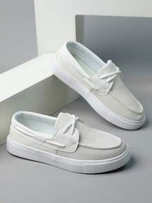 Klassische vielseitige Herrensneaker, Schnürung vorne, einfach zu bedienende Sportschuhe, rutschfeste Outdoor Lässig Rundkappen Trainingsschuhe, modische und attraktive kleine weiße Schuhe - Weiss - Übersicht 5