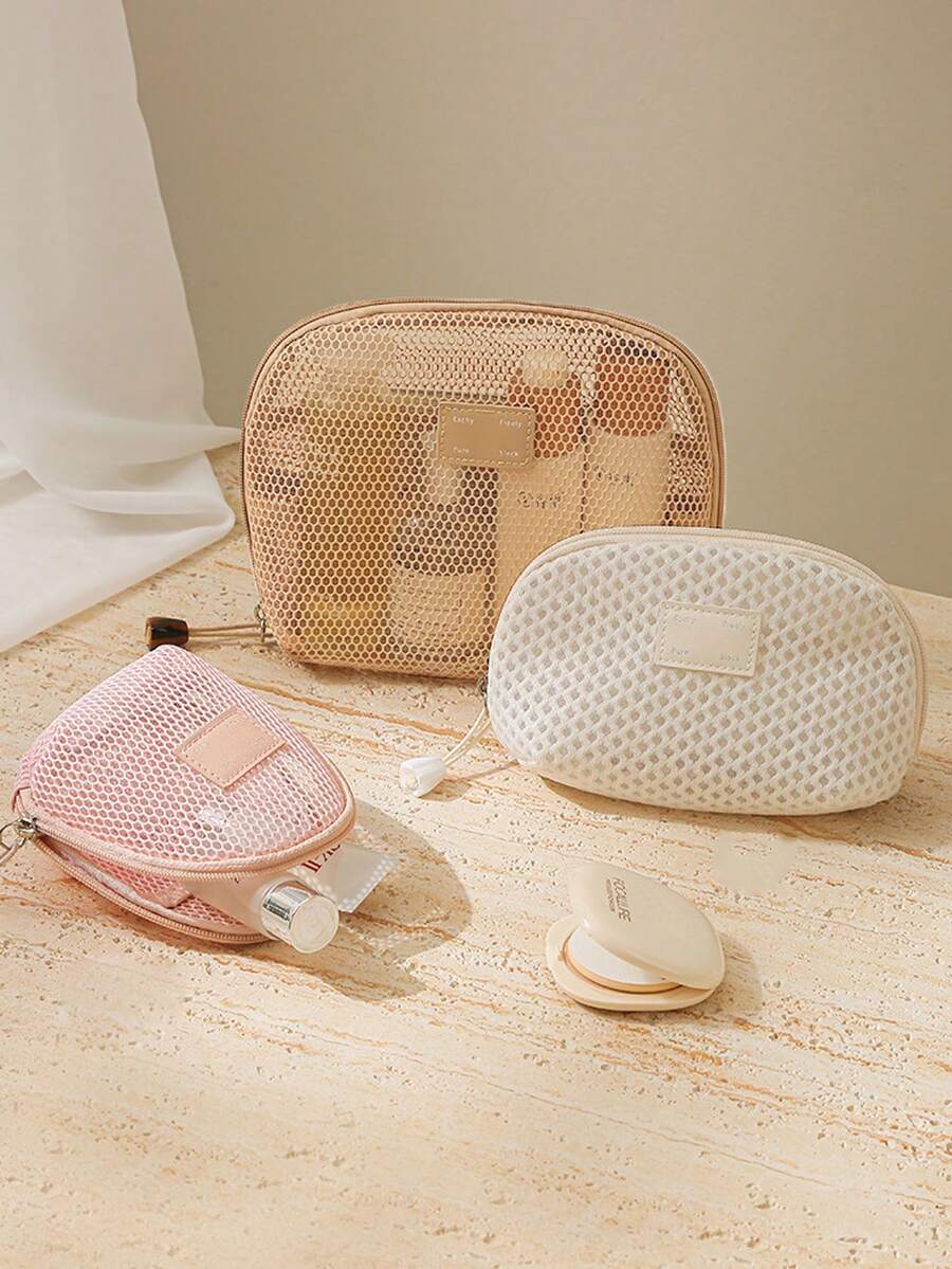 Colorful Mesh Toiletry Bag, Student Travel Portable Cosmetic Organizer Bag, Large Capacity Minimalist Toiletry Pouch - Multicolor - View 1