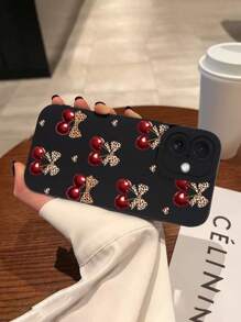1 Stück 360 Grad Schutzhülle für Handy mit Leopardenmuster, Schleife und Kirschblüten Muster, kompatibel mit 7/8/X/XS/XR/11/12/13/14/15/16 Pro & Pro Max