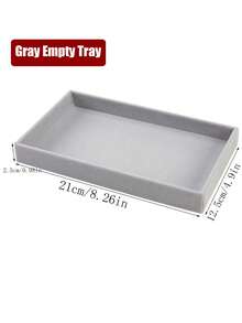 Bộ 8 khay đựng trang sức nhung xám, khay đựng đồ trang sức, hộp trưng bày và bảo quản trang sức, có thể đựng hoa tai, khuyên tai, nhẫn, vòng cổ, vòng tay, son môi, đồng hồ, khay đựng trang sức có thể xếp chồng lên nhau với các ngăn riêng biệt - Nhiều màu - Xem 9