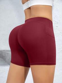Pantalones cortos deportivos para mujer, Mallas deportivas para mujer, Mallas con bolsillos, Pantalones cortos de ciclista negros, Pantalones cortos para mujer con bolsillos para entrenamiento, Pantalones de yoga de cintura alta con control de abdomen, Pantalones ajustados de compresión, Pantalones cortos de entrenamiento y carrera con sensación de desnudez