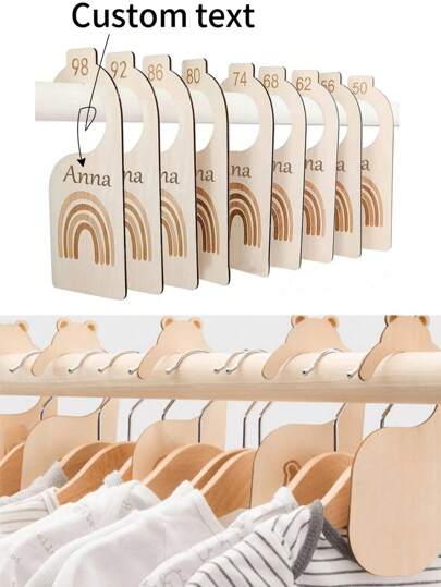 7/8 Pcs Customized Wooden Baby Closet Dividers, Personalized Logo Engraved Clothing Organizer Shelves, Fit For Newborn To 24 Months, Adorable Nursery Decor Hangers, Easy To Organize Baby Girl Or Boy Room, Baby Shower, Family Decoration, Baby Shower Gift Back To School