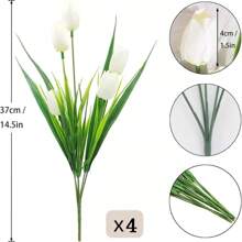 4 Bundles Artificial Tulips Flowers Bouquet Home Garden Wedding Decor