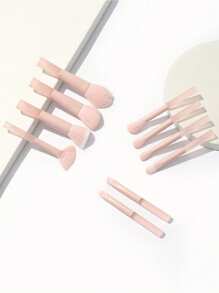 10pcs Pink Mini Makeup Brushes Set, Including Powder, Foundation, Blush, Eyeshadow, Concealer Brushes, Soft & Blendable, Great For Travel
