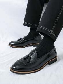 Casual Fringed Tassel Loafers, Versatile For Business, Party, Wedding, Pointed Toe Design