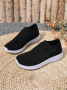 Zapatillas deportivas casuales ligeras, cómodas, transpirables y con suela blanda para mujer - Negro - Ver 5