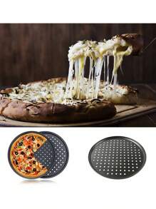 1/2pcs Pizza Pan, Round, Perforated, Non-Stick, Pies Outbreak, Steel, Mould, 32 Cm, Anthracite