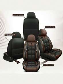 Universal PU Leather Car Seat Covers, Racing Seat Covers, Front Single/Set, Easy Installation & Cleaning, Breathable Soft Anti-Slip Protector Fit Most Vehicles (Driver & Passenger) - Multicolor - View 3
