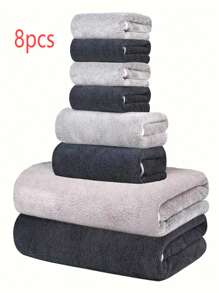 MIDENSI Juego de 8 piezas de toallas de felpa de coral suave, incluye 2 toallas de baño (27" X 55"), 2 toallas de mano (13.7" X 29.5"), 4 paños de lavado (11.8" X 11.8"), de secado rápido, absorbentes, ligeros, adecuados para actividades al aire libre, baño, toallas faciales, decoración de baño, decoración de otoño, de vuelta a la escuela para salón de belleza, hogar y baño