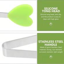 3pcs Mini Dessert Tongs Stainless Steel Ice Tongs, Heart-Shaped/Glove/Palm-Shaped Non-Slip Silicone High-Temperature Resistant Kitchen Food Tongs, Stainless Steel Food Tongs Bread Tongs Barbecue Tongs Anti-Scalding Barbecue Tongs, Candy Tongs/Cookie Tongs/Pastry Tongs/Snack Tongs/Ice Tongs/Salad Tongs/Fruit Tongs/ Heat-Resistant Tongs For Cooking/ Kitchen Tongs, Essential Kitchen Tools