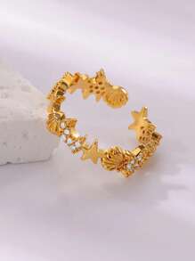 Gold Shell Ring Beach Themed Adjustable Rings; Ocean Inspired Jewelry; Starfish & Seashell Rings; Boho Summer Gift For Women