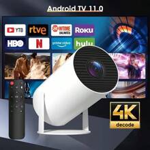 XBJ Proyector Inteligente 4K HD, Sistema Android 11, Proyector Doméstico Enchufe Europeo, 390ANS1 HY320, Conexión Wifi Inalámbrica a Teléfono Móvil y Computadora, Proyector Portátil Calidad Cine 1920*1080P, Resto Oficina Comercial