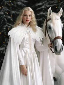 Unisex Solid Color Velvet Adult Cape With Real Natural Gothic Feather Cloak