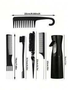 6pcs Hair Styling Set, 200ml Continuous Fine Mist Spray Bottle, High-Grade Wide-Toothed Comb, Combing Comb, Mouse Tail Comb Side Brush, Silicone Scalp Massager Shampoo Shower Brush, Suitable For Children's Hair Care Tools - Multicolor - View 12
