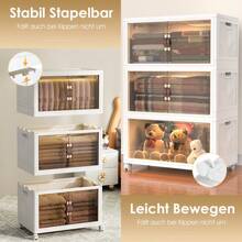 OYAJIA 4/5 Schichten Klappbar Kleiderschrank Montieren Lager Regal Organizer mit Rollen, 172L/215L Boxen Aufbewahrung, Stapelboxen Kunststoff, 50x31,5x112.5cm/50x31,5x138.5cm, Weiß