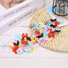 50PCs Mini Ribbon Bow 1 "Mini Fabric Satin Ribbon Flower Bows For Craft DIY Sewing Wedding Birthday Party Red - 藍色 - 查看 6