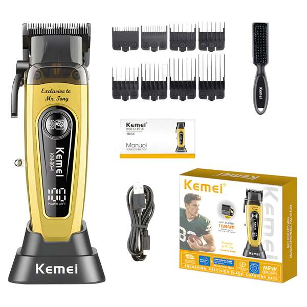 Kemei Kemei KM-90-4 Professional Hair Clipper For Salon, 115,00 RPM, USB Rechargeable, Styling & Trimming Tool For Barbers