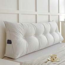 1 Pieza Almohada con respaldo en forma de cuña, cojín de respaldo para cabecera con tela de lino transpirable, bolsillos laterales, adecuada para cama, sofá para leer y silla de apoyo lumbar, silla de oficina, cojín de asiento - Multicolor - Ver 26