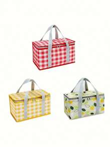 1 pièce Sac fourre-tout isotherme pour pique-nique - Matériau imperméable, panier de rangement multifonctionnel pour l'extérieur, les voyages et le camping, convient pour les pique-niques, le camping, les voyages, les fêtes et les festivals