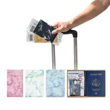Marble Pattern Leather Passport Cover, PU Leather Passport Holder, Sewn Single Side Passport Case