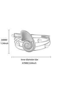 1PC Vintage Conch Bangles For Women Gold Color Stainless Steel Geometric Conch Thread Faux Pearl Opening Bangle Wedding Waterproof Jewelry Gift - Multicolor - View 6