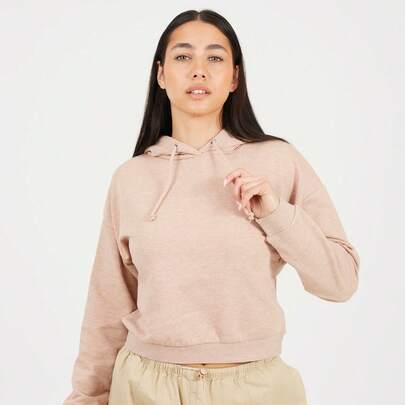 brave soul Cropped Hoodie, Taupe
