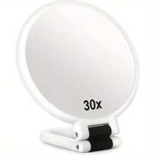 1pc 50X/40X/30X Handheld Magnifier, Double-Sided Mirror + Tweezers, 1X/40X Zoom, 360° Adjustable Handle, Foldable Travel Makeup Mirror, Handheld & Stand Design, Portable For Travel, Suitable For Daily Makeup, Shaving, Eyebrow Grooming, Great Gift - Multicolor - View 24