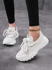 Women's Casual Sneakers - Comfortable, Breathable, Stylish With Chunky Laces