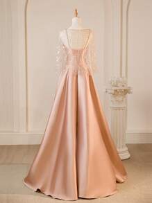 Women's New High-End Elegant Sequin Mesh Shawl With Spaghetti Strap A-Line Evening Dress, Including Shawl, Formal, Party Dress, Gown, For Wedding Guest