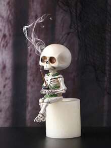 1pc Gothic Style White Skeleton Fisherman Incense Holder, Suitable As Gift And Home/Garden Decoration Home Decor Halloween Decor Fall Decor Room Decor - Skeleton-white - View 6