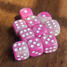 16MM Pink & White Polka Dot D6 Dice Set For Warhammers 40K, Tabletop Board Games