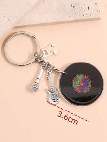 1 pieza Llavero unisex con diseño de tocadiscos vintage, colgante personalizado de instrumento musical guitarra de hip-hop como regalo para amigos, parejas, decoración de bolso
