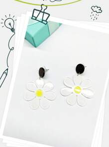 1 Pair Elegant Minimalist Farmhouse Style White Acrylic Flower Drop Earrings For Women, Casual, Party, Holiday, Versatile
