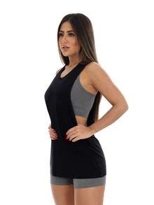 Work Fitness Kit 2 Women's Long Sleeve Tank Top Gym - 黑/綠 - 查看 6