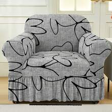 1pc Vỏ bọc ghế sofa nhún bèo 1/2/3 chỗ ngồi, Vỏ bọc ghế sofa co giãn toàn bộ bằng vải đàn hồi, thích hợp cho phòng ngủ, phòng khách - Xám - Xem 11