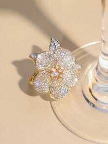 قطعة واحدة خاتم ذهبي بطلاء عياري 18 قيراط مرصع بالزركون مناسب للهدايا اليومية ومناسبات الأعياد والعيد والأم واليوم الأم