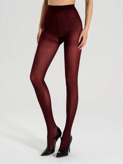 1pc Solid Color Elegant, Sexy, Nylon Pantyhose. Whether For Commuting, Dating, Or Social Events, The Angora Red Stockings Can Be Easily Paired With Skirts, Pants Or Dresses To Showcase Different Style Charms.