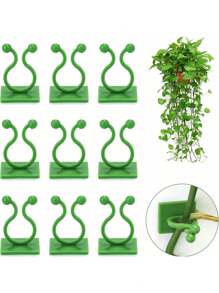 10/20pcs Plant Climbing Wall Fixation Clips, Self-Adhesive Plant Clips, Invisible Wall Vine Plant Support Clips For Indoor/Outdoor Plants - Asymmetrical Plastic Structure