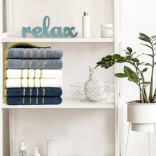 MIDENSI Juego de 6 toallas súper suaves MidEnsi - Secado rápido, toallas de baño y de mano ultra absorbentes, diseño a rayas, adecuado para uso en el hogar, hotel y spa, decoración de baño, decoración de otoño, regreso a la escuela, para salón de belleza, hogar y baño