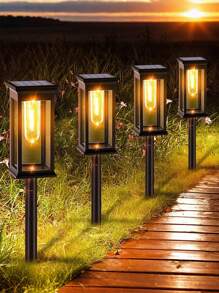 2pcs Upgraded Solar Path Lights Outdoor - IP65 Waterproof Auto On/Off, Warm White LED Landscape Lighting For Garden, Lawn & Sidewalk. Solar Garden Lights With Enhanced Brightness (Energy Efficient & Easy Install)