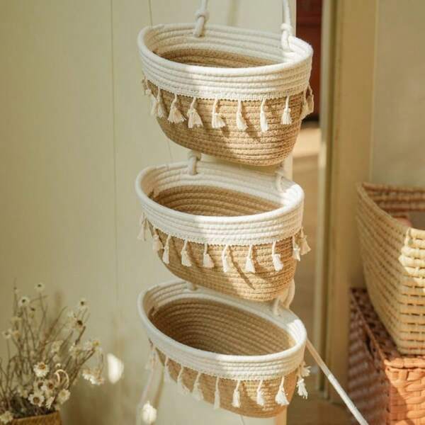 1pc Wall-Mounted Storage Basket Organizer Basket For Home, Bedroom, Hanging Basket For Sundries, Underwear, Socks