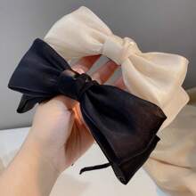 Bentiță de păr cu fundă din satin pentru femei, accesoriu elegant de păr cu plasă strălucitoare, bentiță de păr, bentițe de păr tip cerc, piesă pentru cap