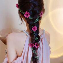 Grüner Blumendraht Stirnband mit Gänseblümchen Blumen Muster, Braut Haarschmuck aus synthetischen Fasern, Frühling/Sommer