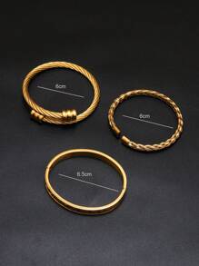 Set de 3 pulseras para hombres de acero inoxidable con cuentas trenzadas con diseño de piña, cabeza de leopardo y circonita