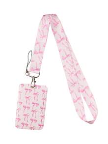 1pc Ins Style Pink Bow & Cherry Blossom Heart Bow Pattern Lanyard ID Card Holder, With Keychain Hardcover For Bus Card, ID Card, Work Card, Student Card, Exhibition Card, Event ID Card,School Supplies,Back To School - Multicolor - View 16