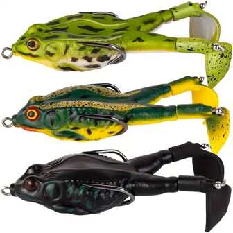 3pcs/Set Topwater Frog Duck Fishing Lures - Propeller Crankbaits With Floating Rotating Tail - Tractor Kit Accessories For Bass