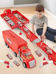 Large Container Car Deformation Folding Rail Car Children's Storage Car Toy Ejection Car Boy Birthday Gift June 1 Children's Day Thanksgiving Halloween Christmas Gift Set,Back To School