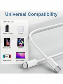 Chargeur USB-C, charge rapide 25W à double port USB-C, avec un câble de charge rapide USB/USB-C vers Type-C de 60W, d'une longueur de 3,3 pi/100 cm, compatible avec la série iPhone 16/15, câble de charge, certifié CE et RoHS, avec ports USB-C et USB-A, pour iPhone 16, 16e, 16 Pro, 15, compatible avec Samsung S25, S24, S23